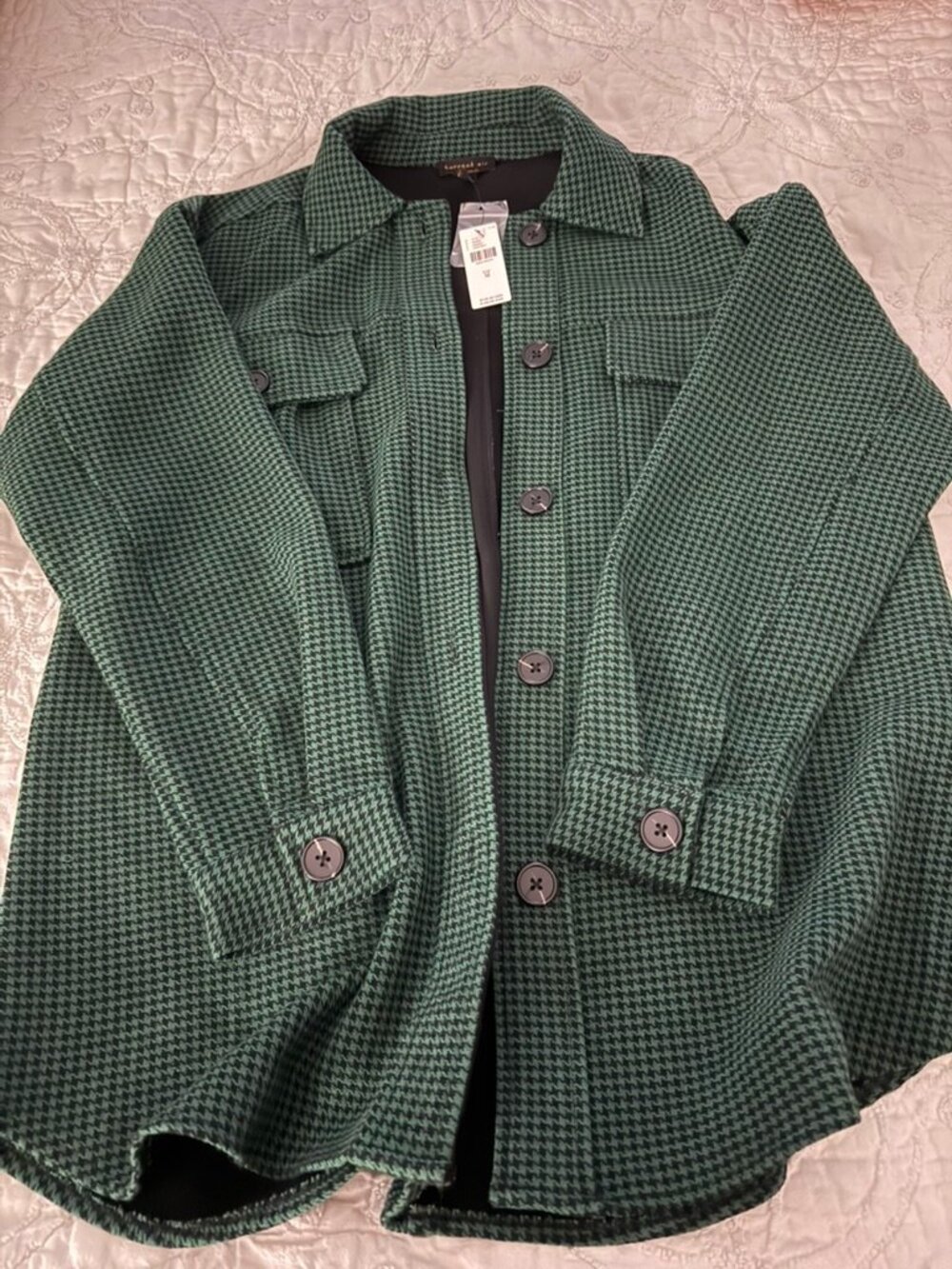 NWT Current Air Green Houndstooth Jacket Shacket Size M $148
